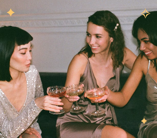 women enjoying festive drinks
